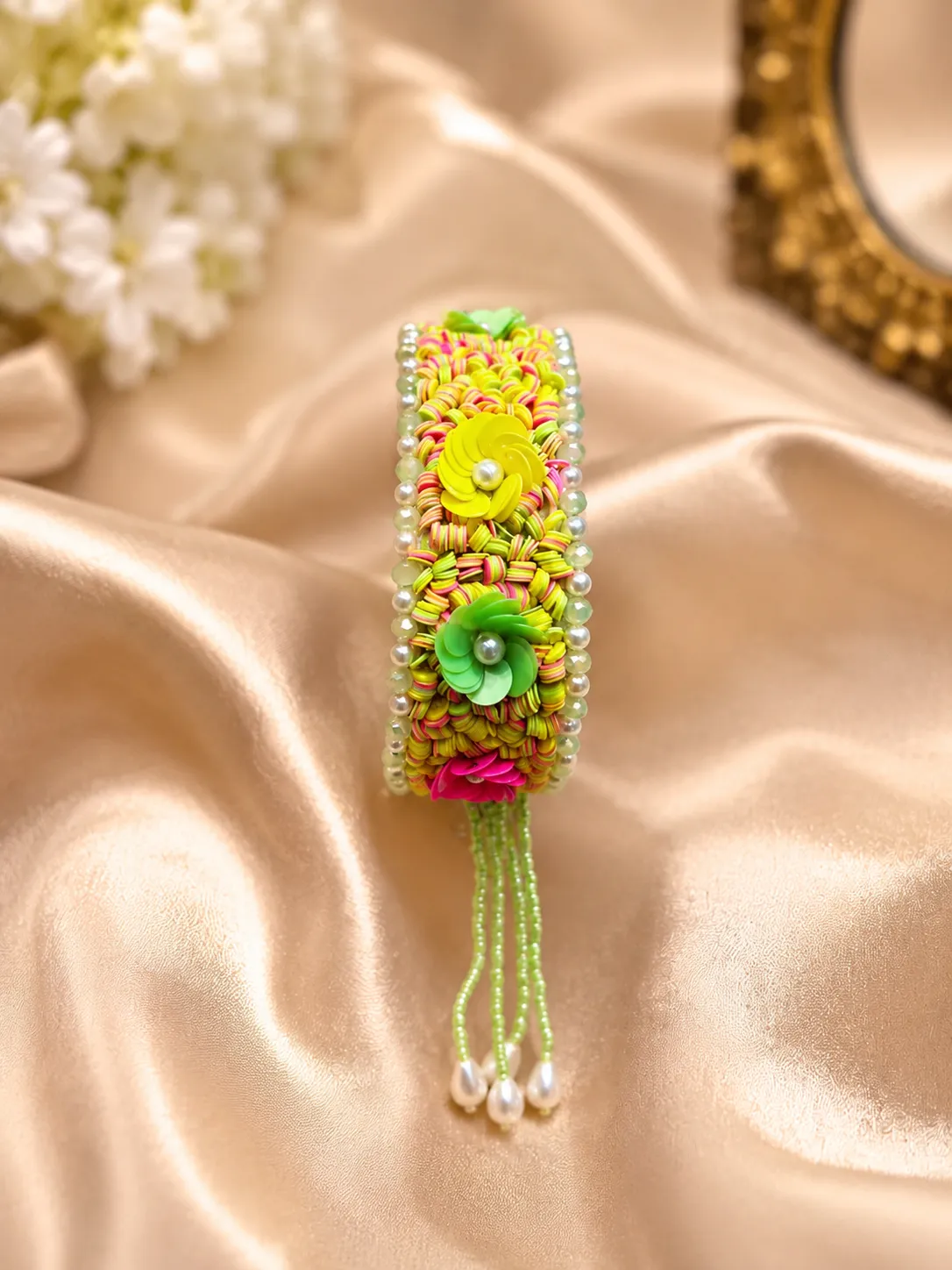 Neon Blossom Pearl Bracelet (Pack Of 2)