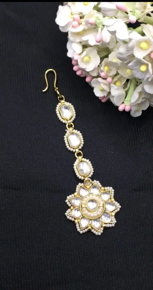 Lotus Pearl Kundan Maang Tikka