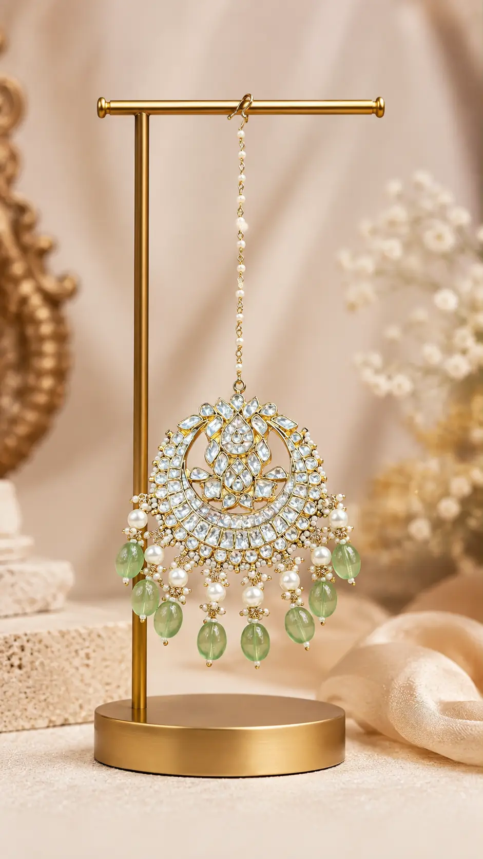 Mint Green Kundan Tikka