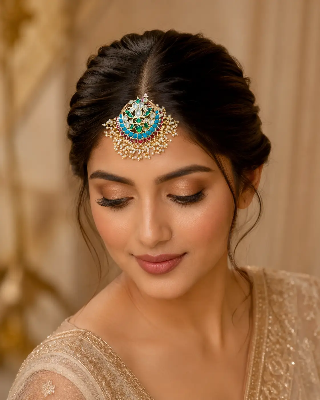 Vibrant Kundan Forehead Tikka