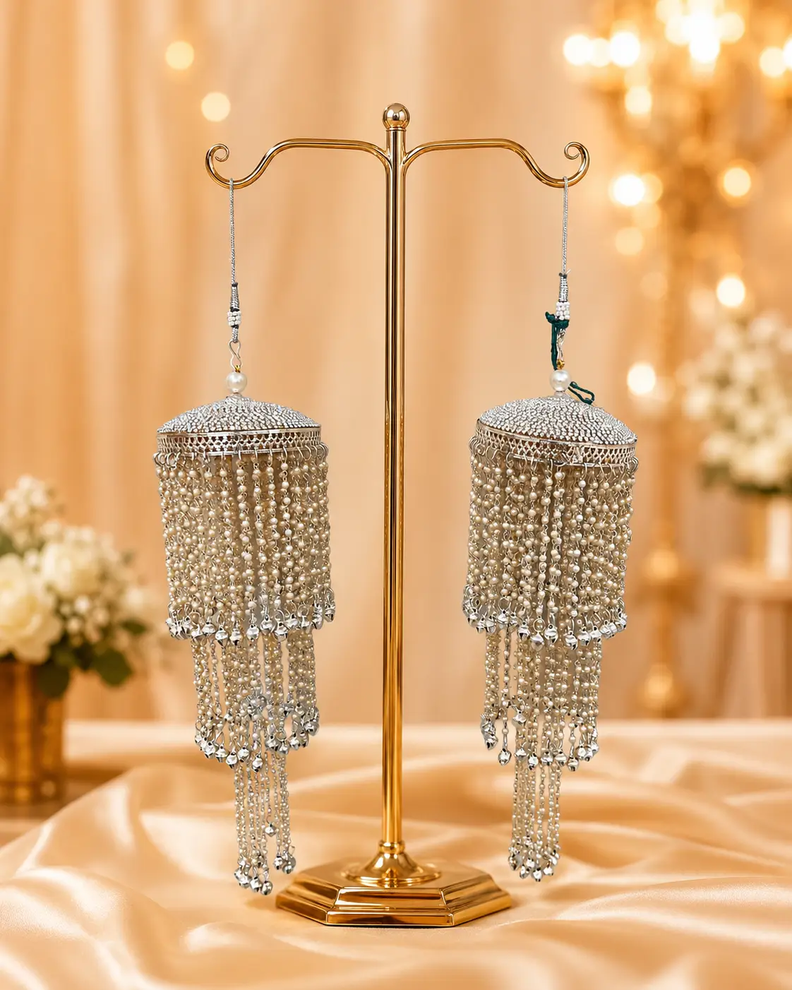 Silver Pearl Cascade Bridal Kaleera
