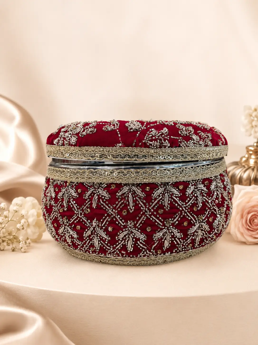 Rani Meher Royal Zardozi Ladoo Box