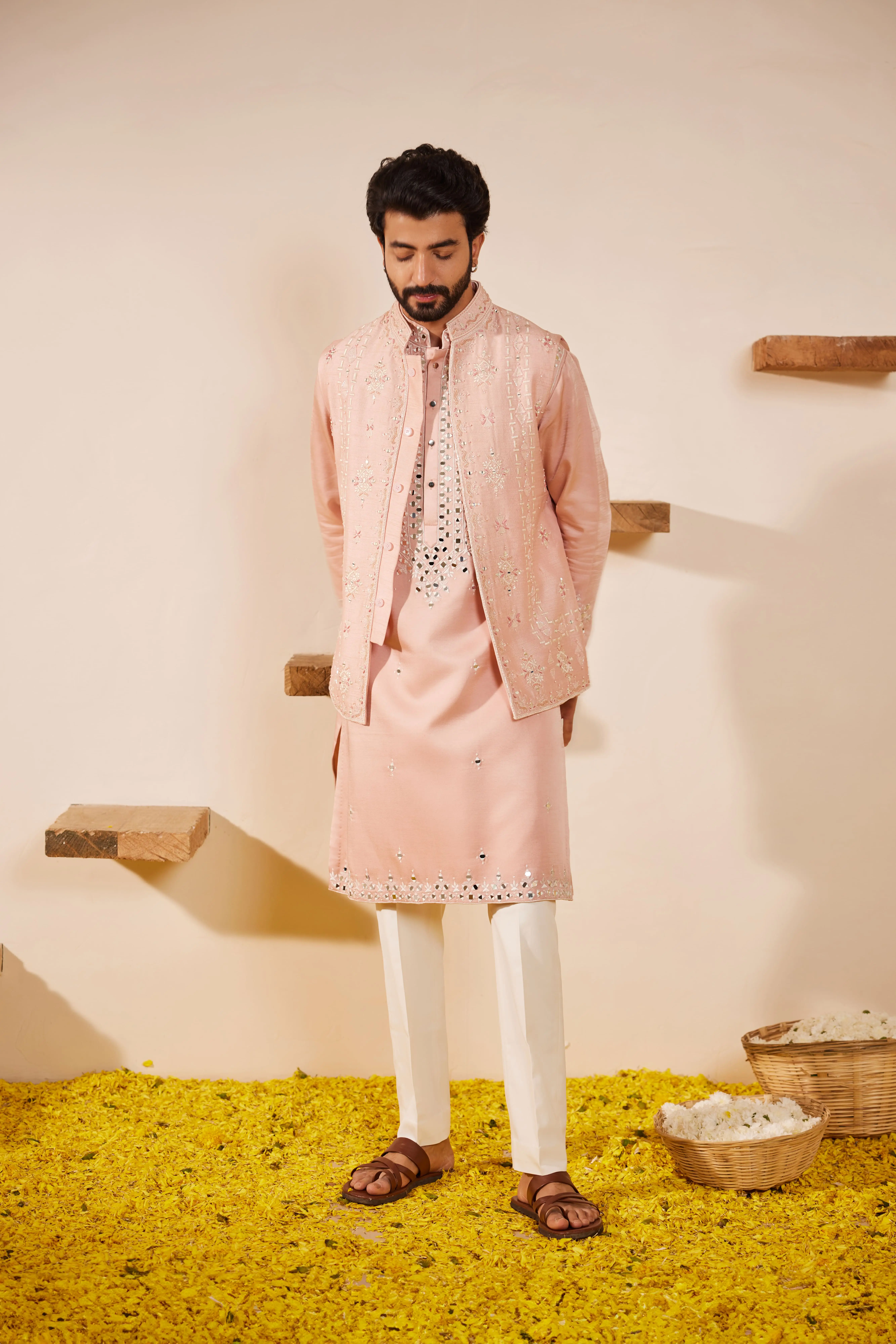 Soft Pink Waist Coat Set
