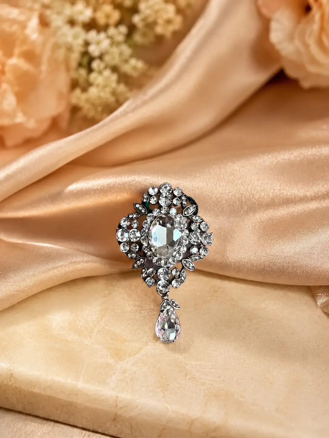 Regal Crystal Drop Brooch