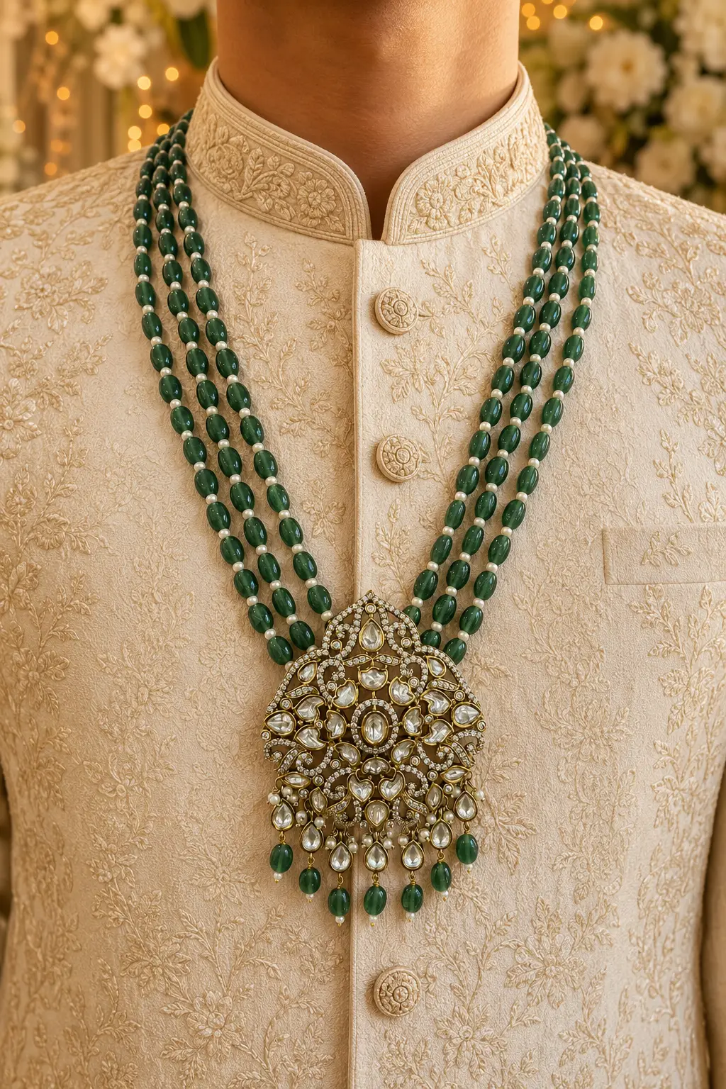 Green Royal Kundan Mala