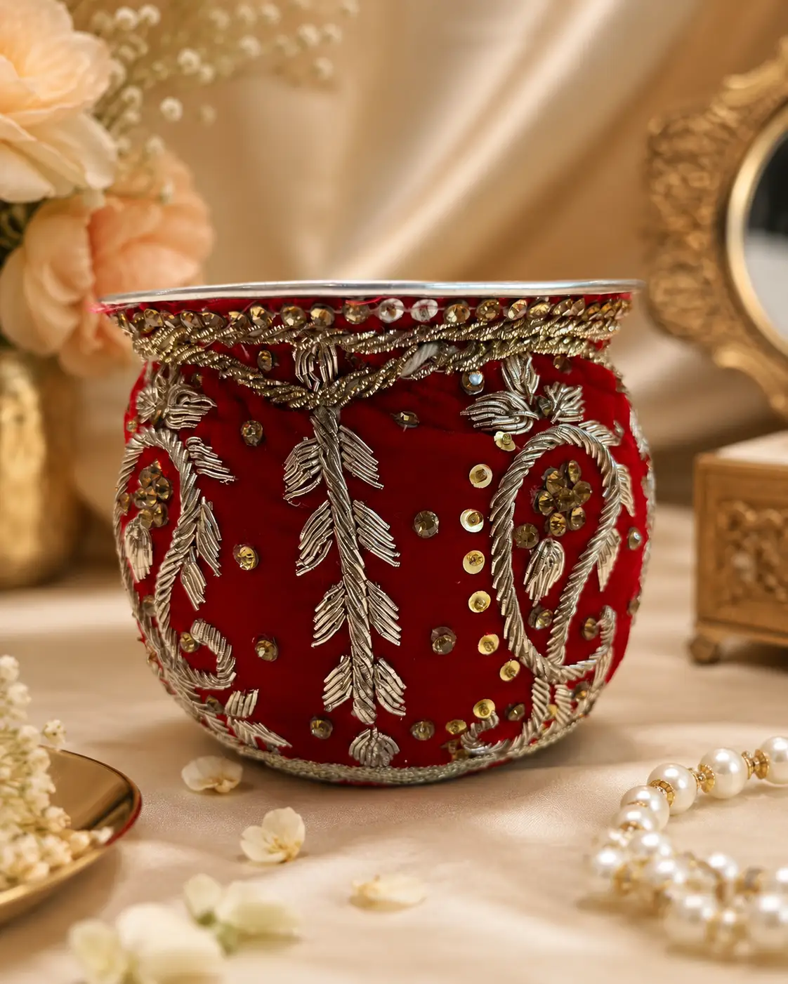 Red Embroidered Gharvi