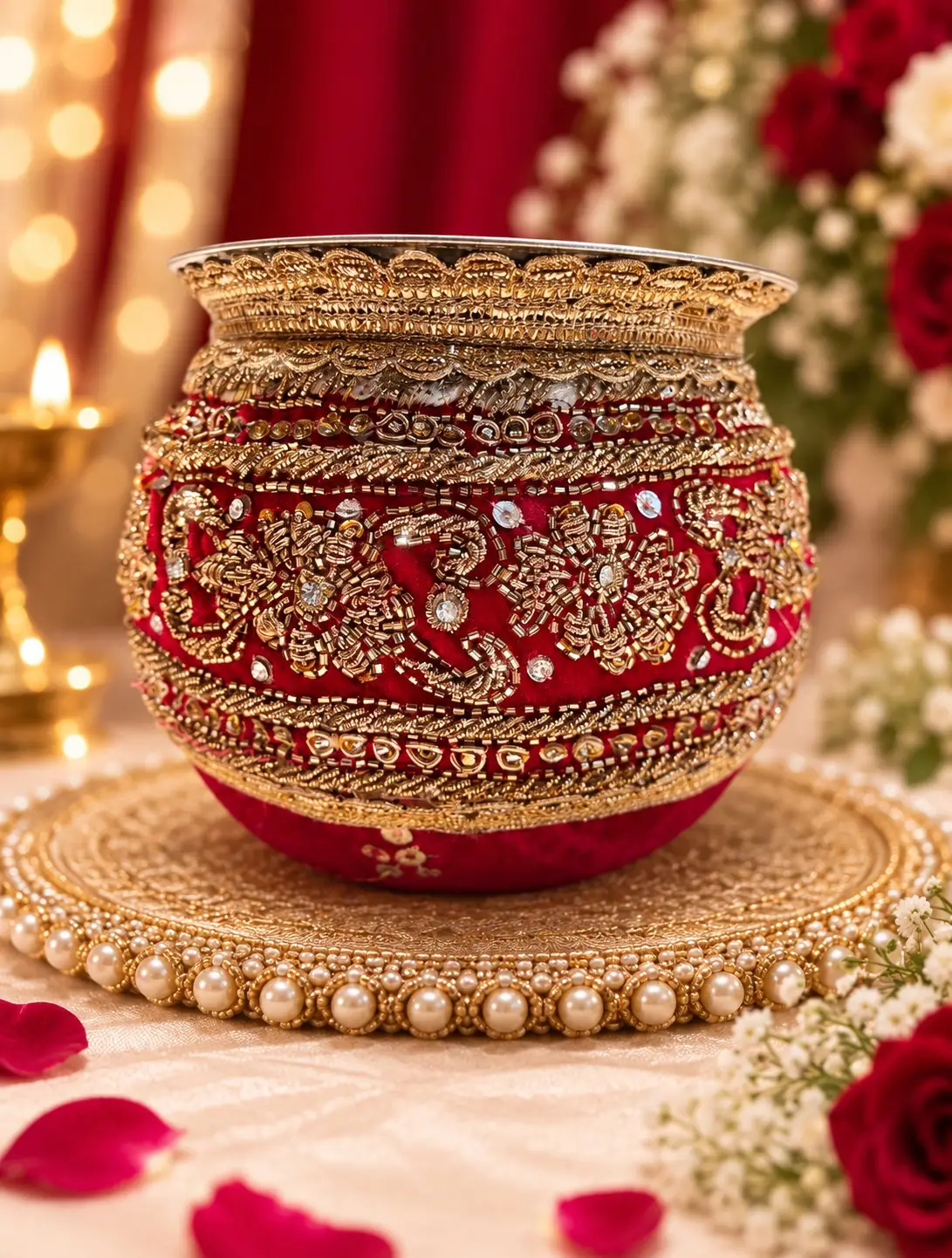 Royal Red Embroidered Garvi