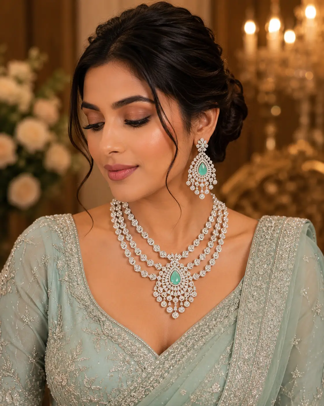 Aqua Royale Diamond Pendant Set