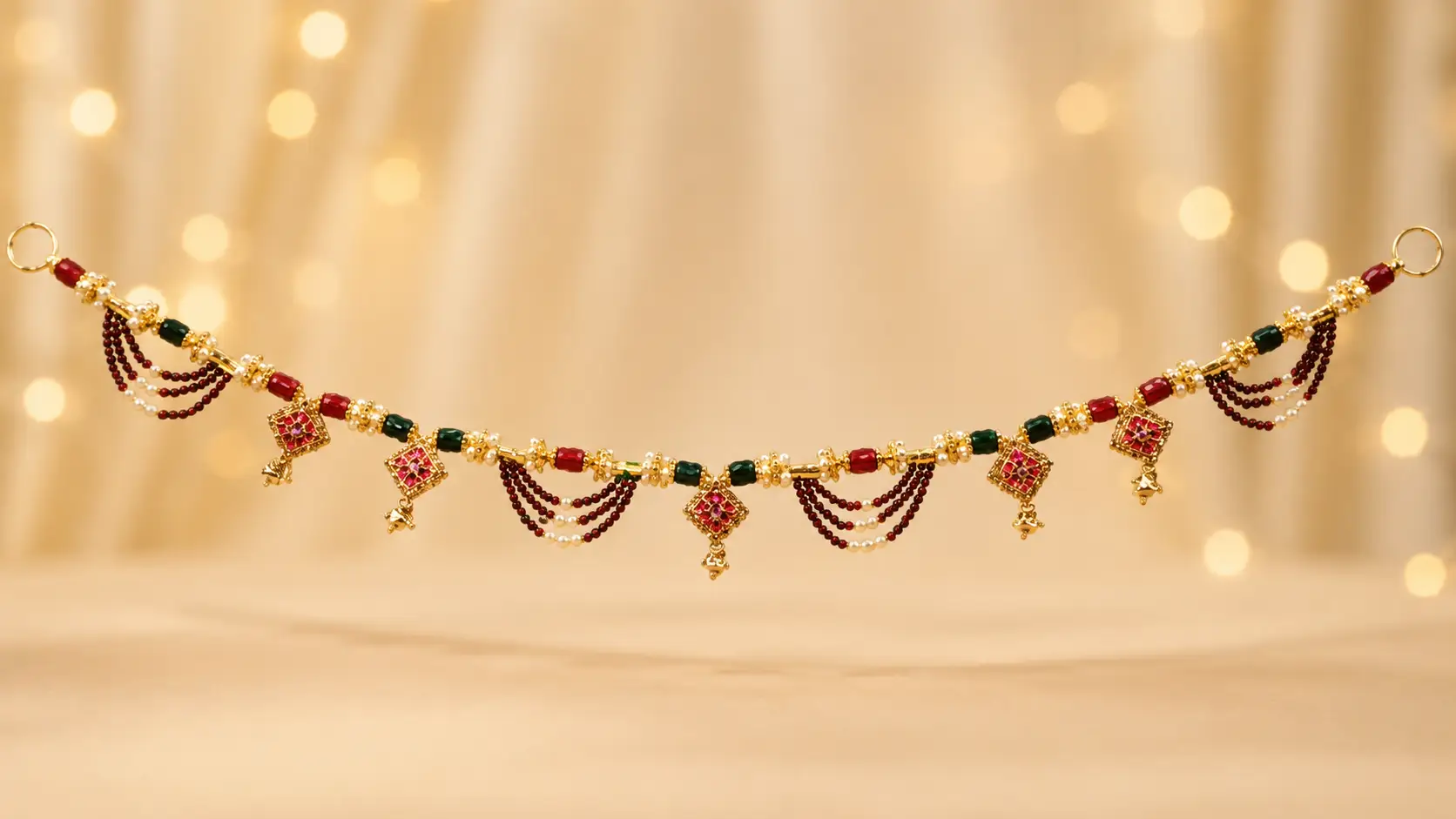 Royal Ruby Beaded Mandir Toran