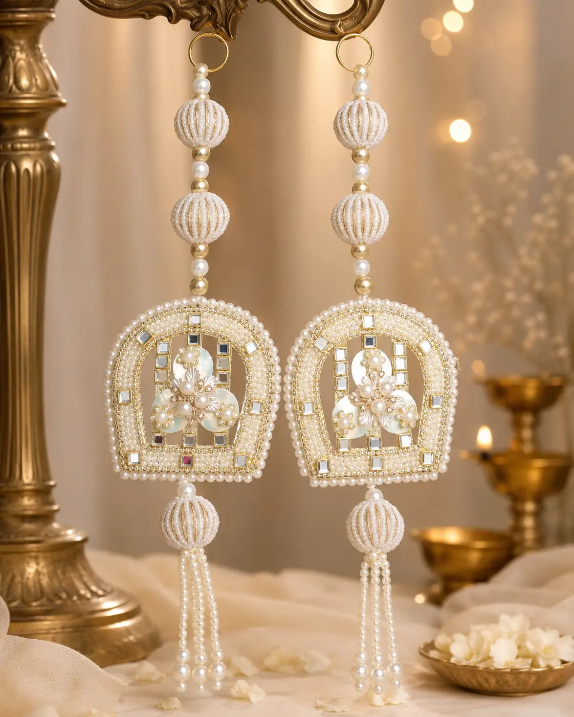 Ivory Pearl Floral Door Hangings