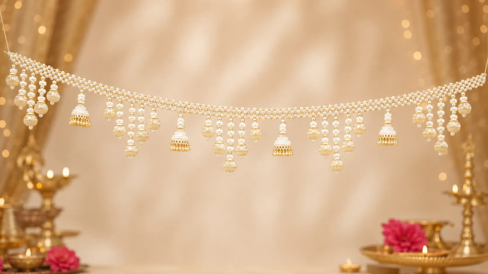 Royal Pearl Jhumka Door Toran
