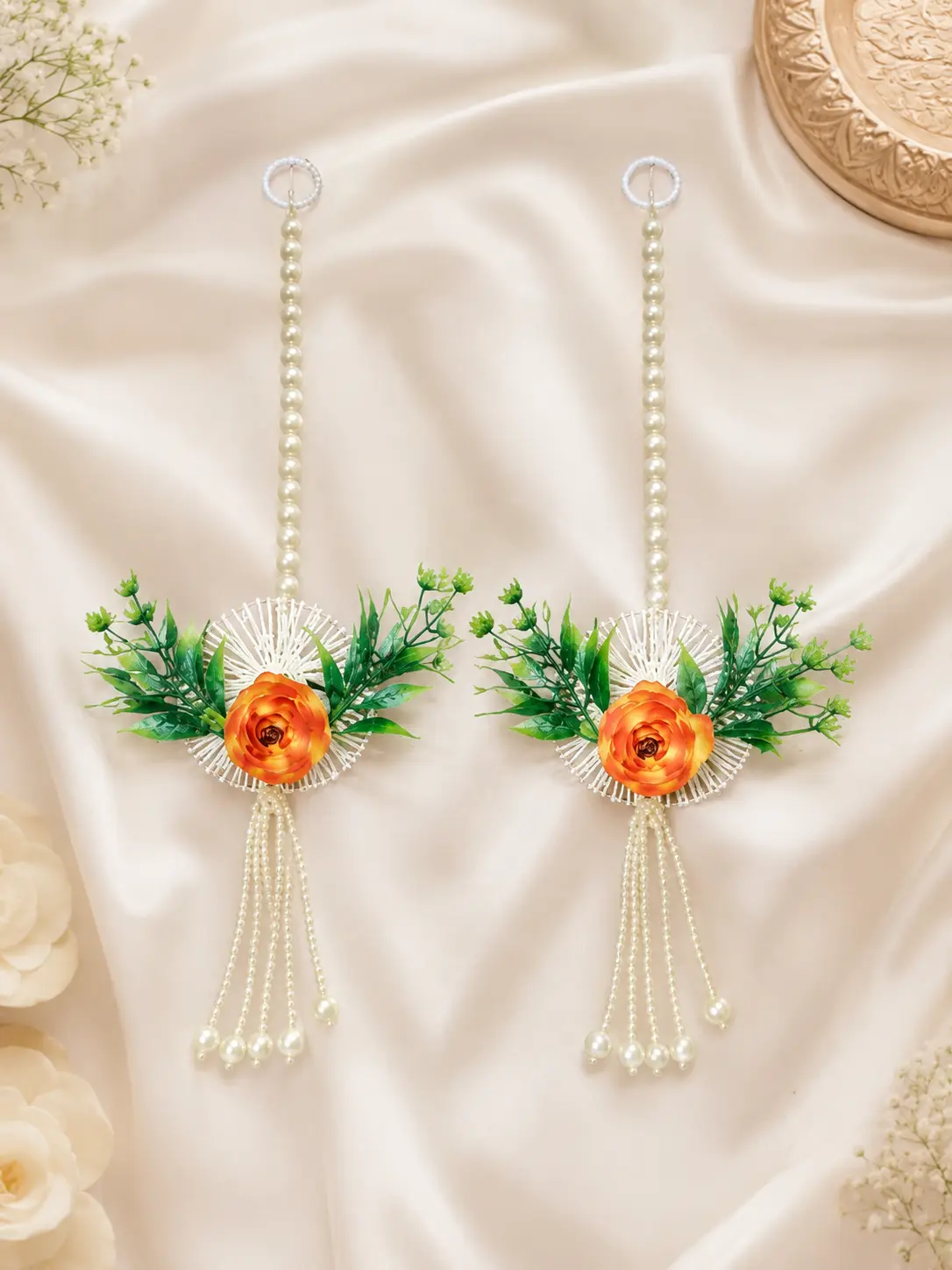 Orange Blossom Pearl Bridal Latkan Pair