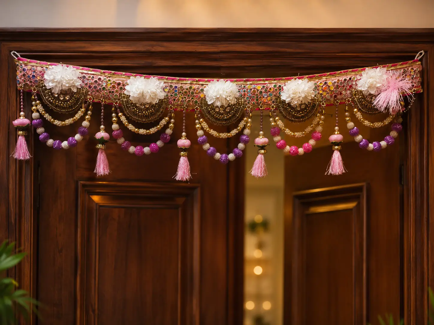 Blush Bloom Mirrorwork Door Toran