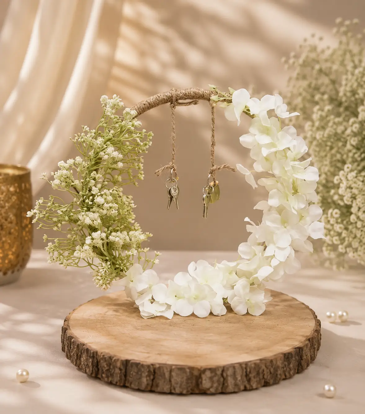 Ivory Blossom Floral Key Holder