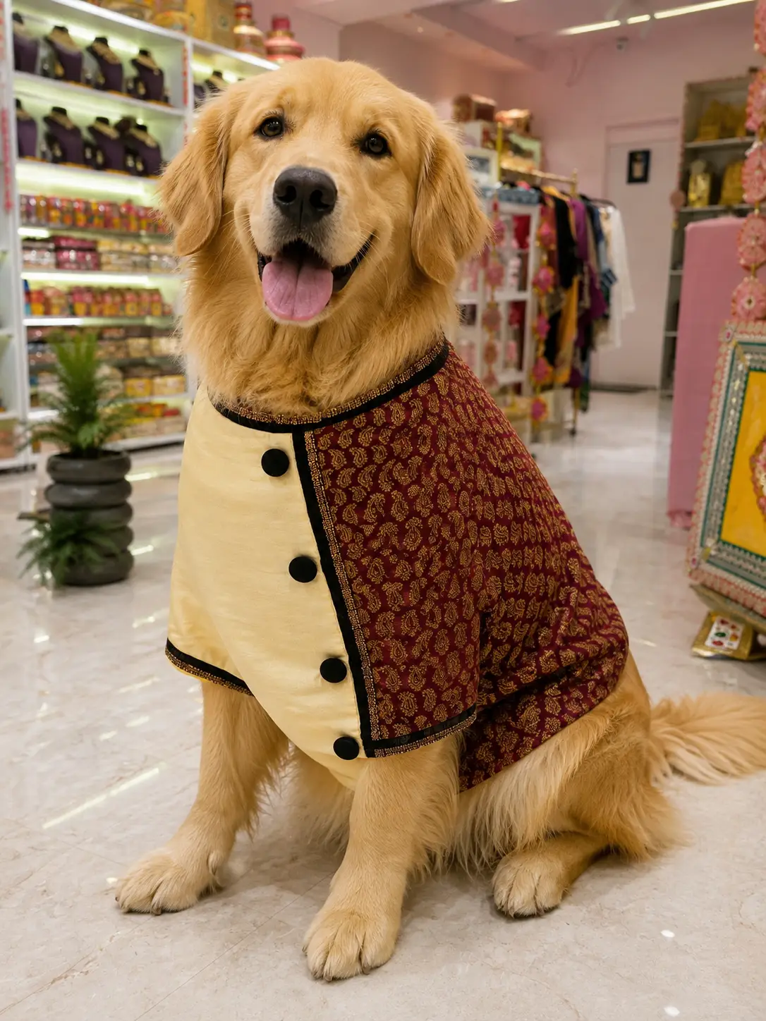 Red & Gold Dog Shervani