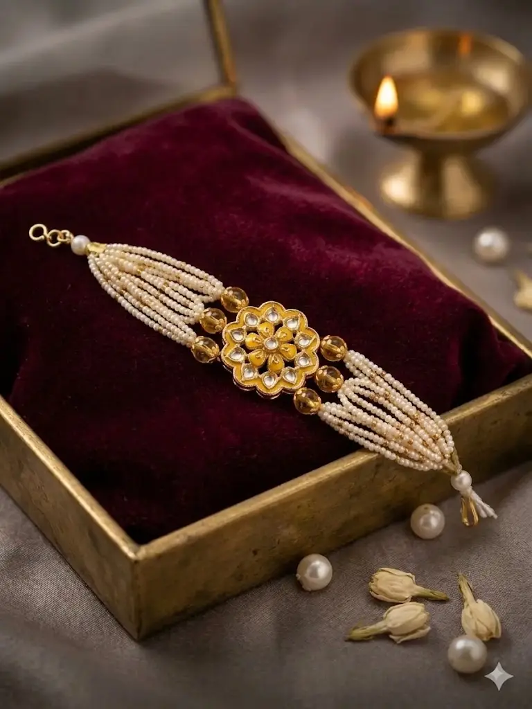 Golden Pearl Weave Bangle