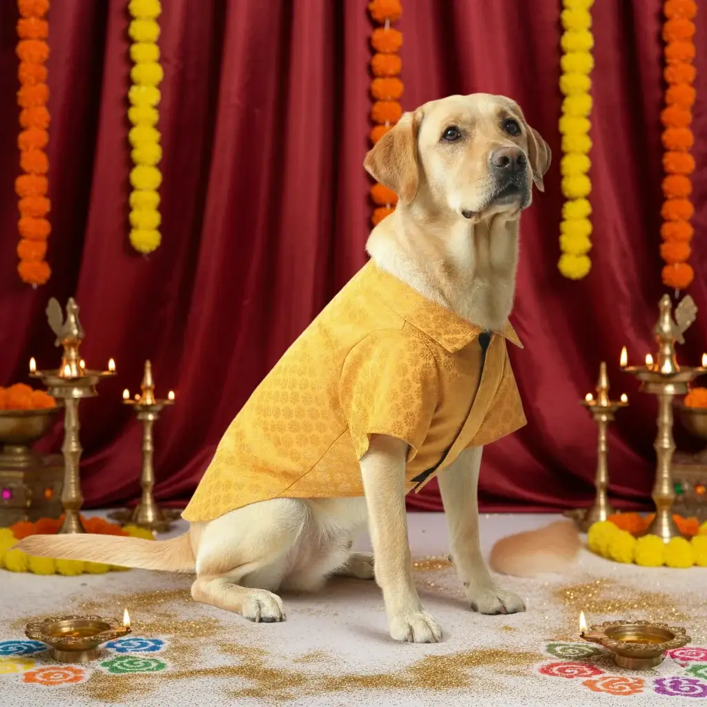 Yellow Occasion Wear Shirt For Dogs