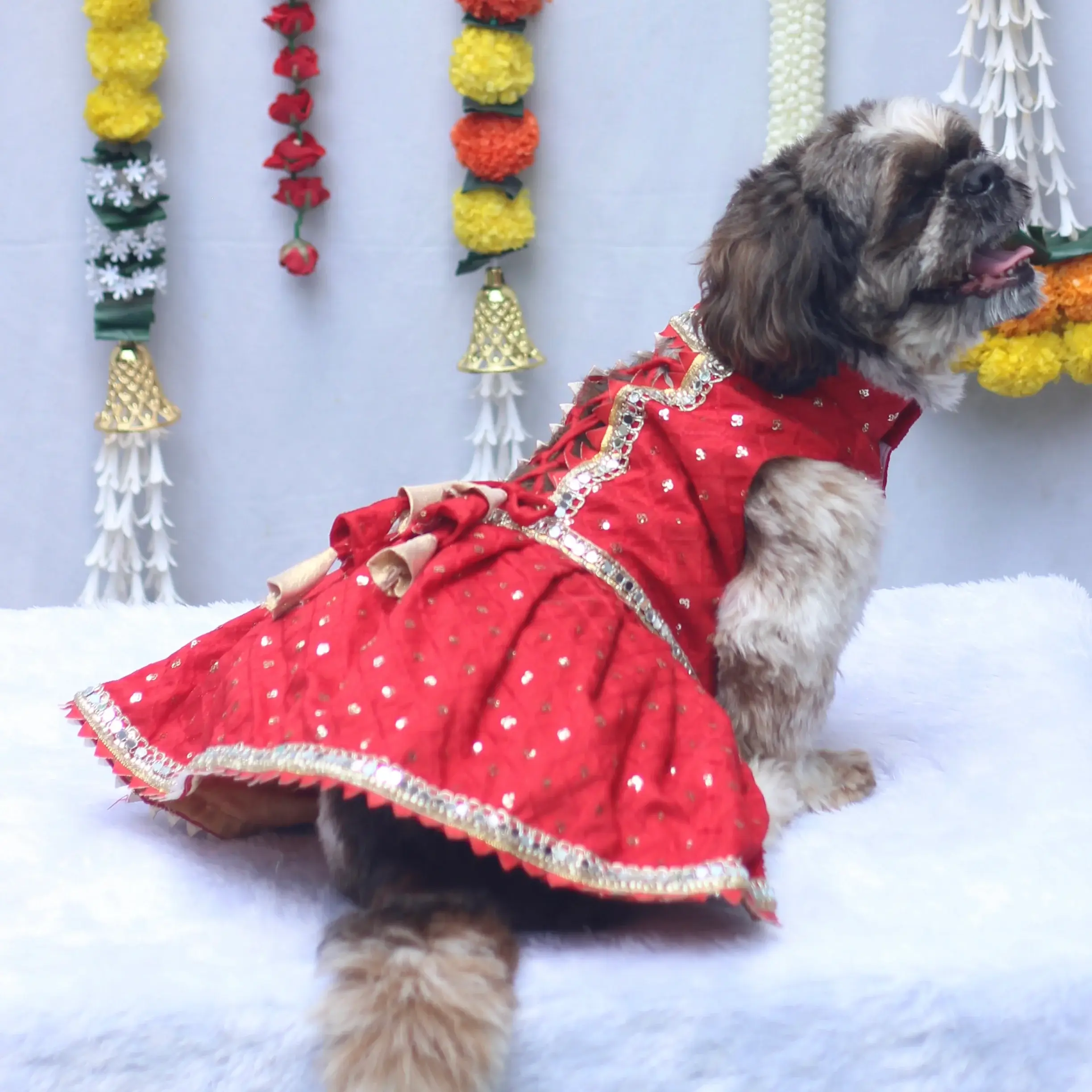 Red Shahi Lehenga Dress | For Dogs