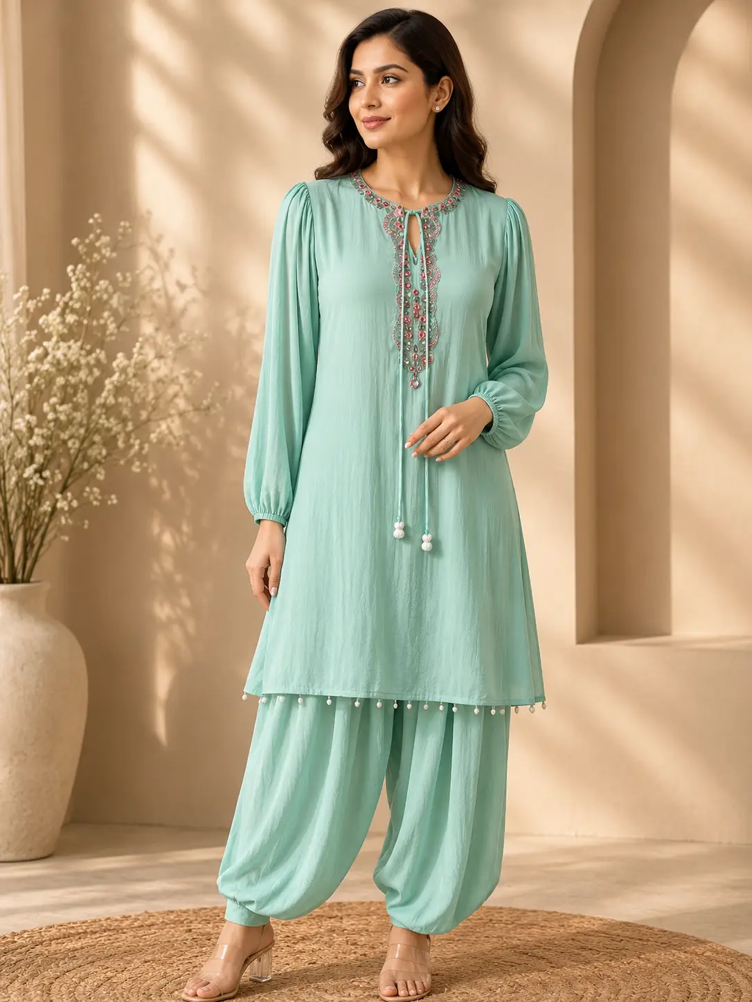 Mint Grace Modal Kurta Set