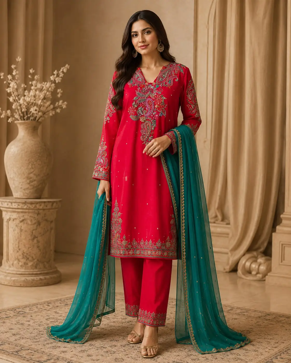 Paisley Embroidered Salwar Suit
