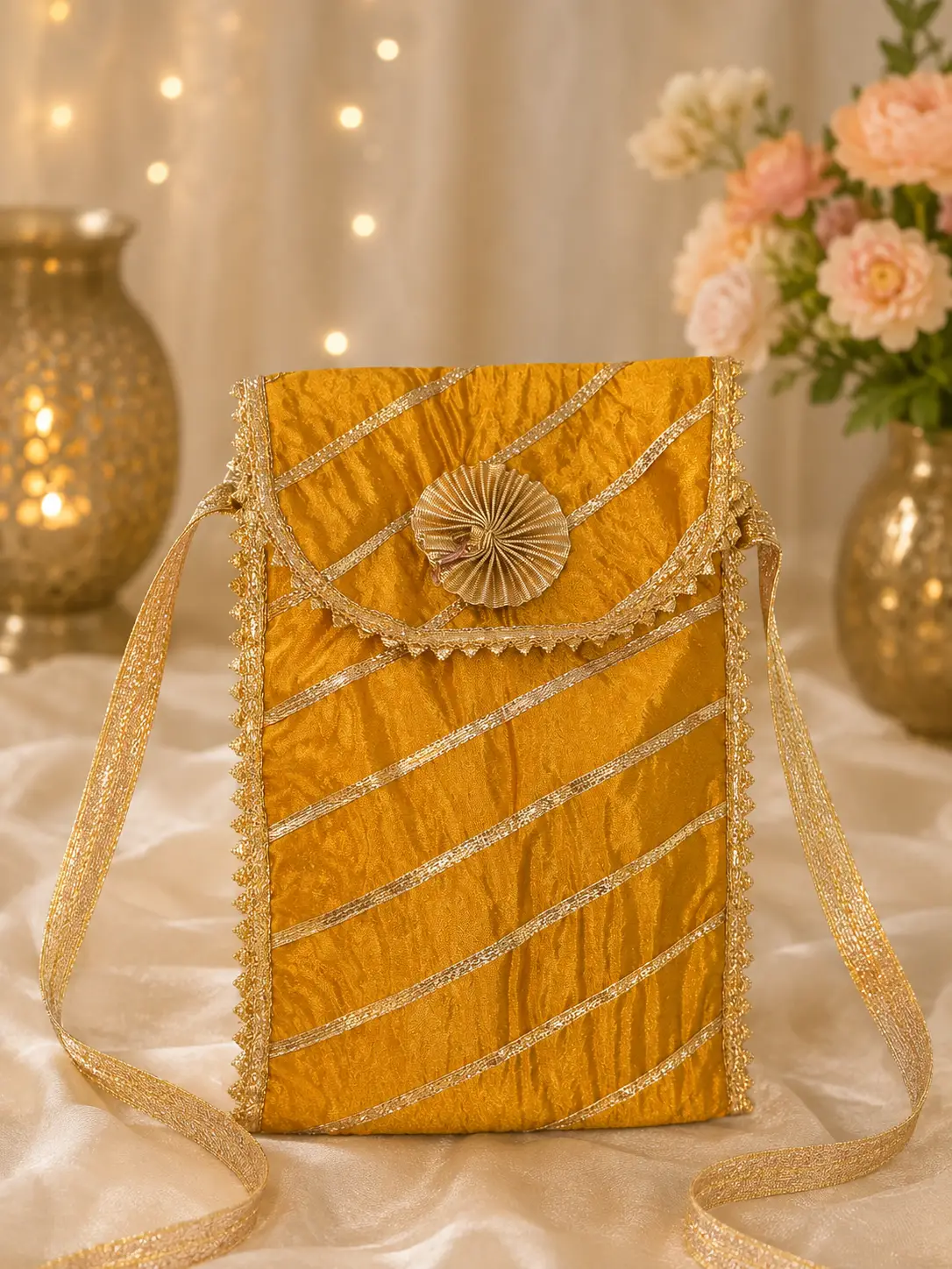Golden Shimmer Sling Bag