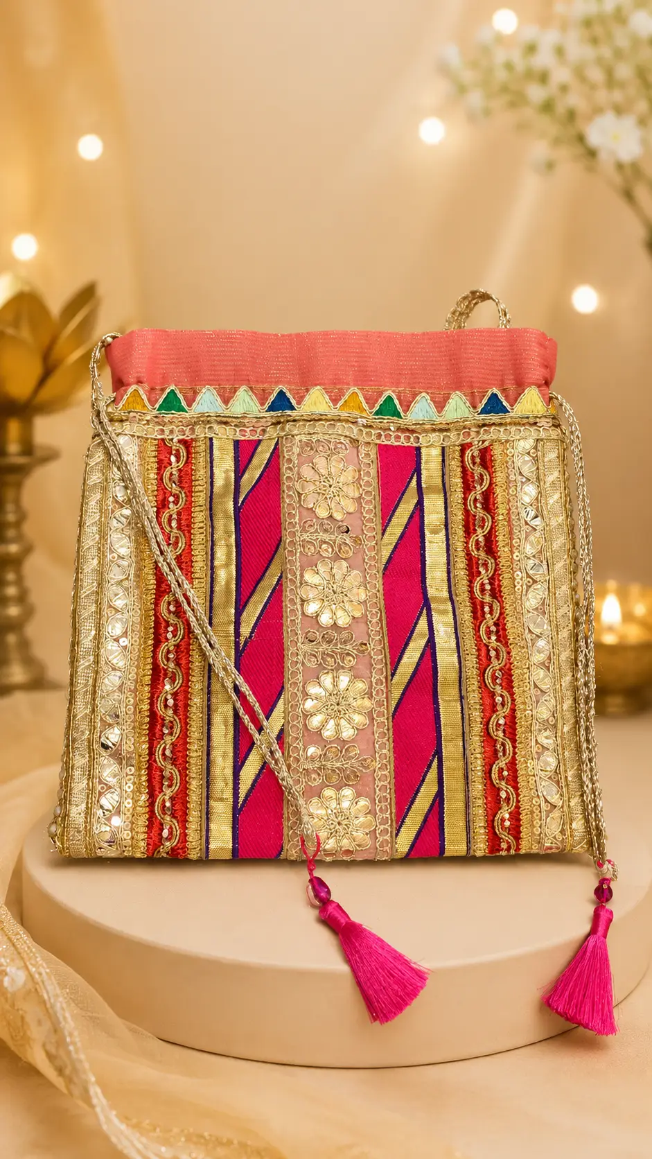 Pink Multicolor Bridal Potli