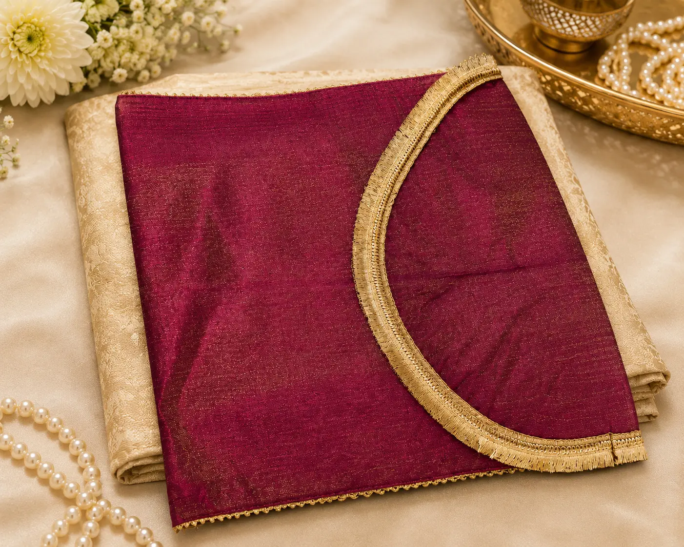 Maroon Gota Saree Cover
