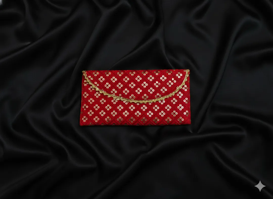 Golden Sequin Embroidered Envelope 