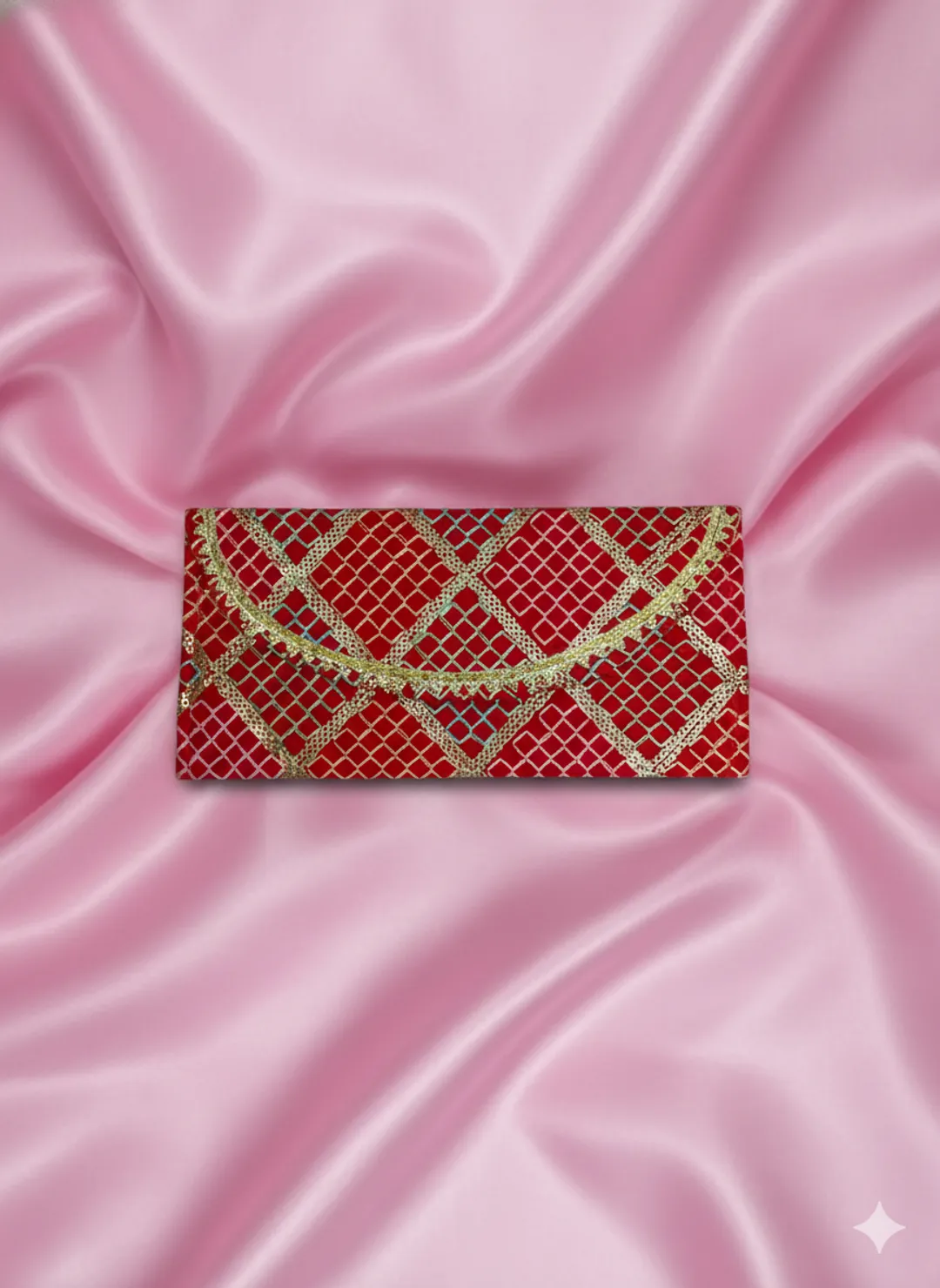 Red & Gold Sequin Lattice Festive Envelope