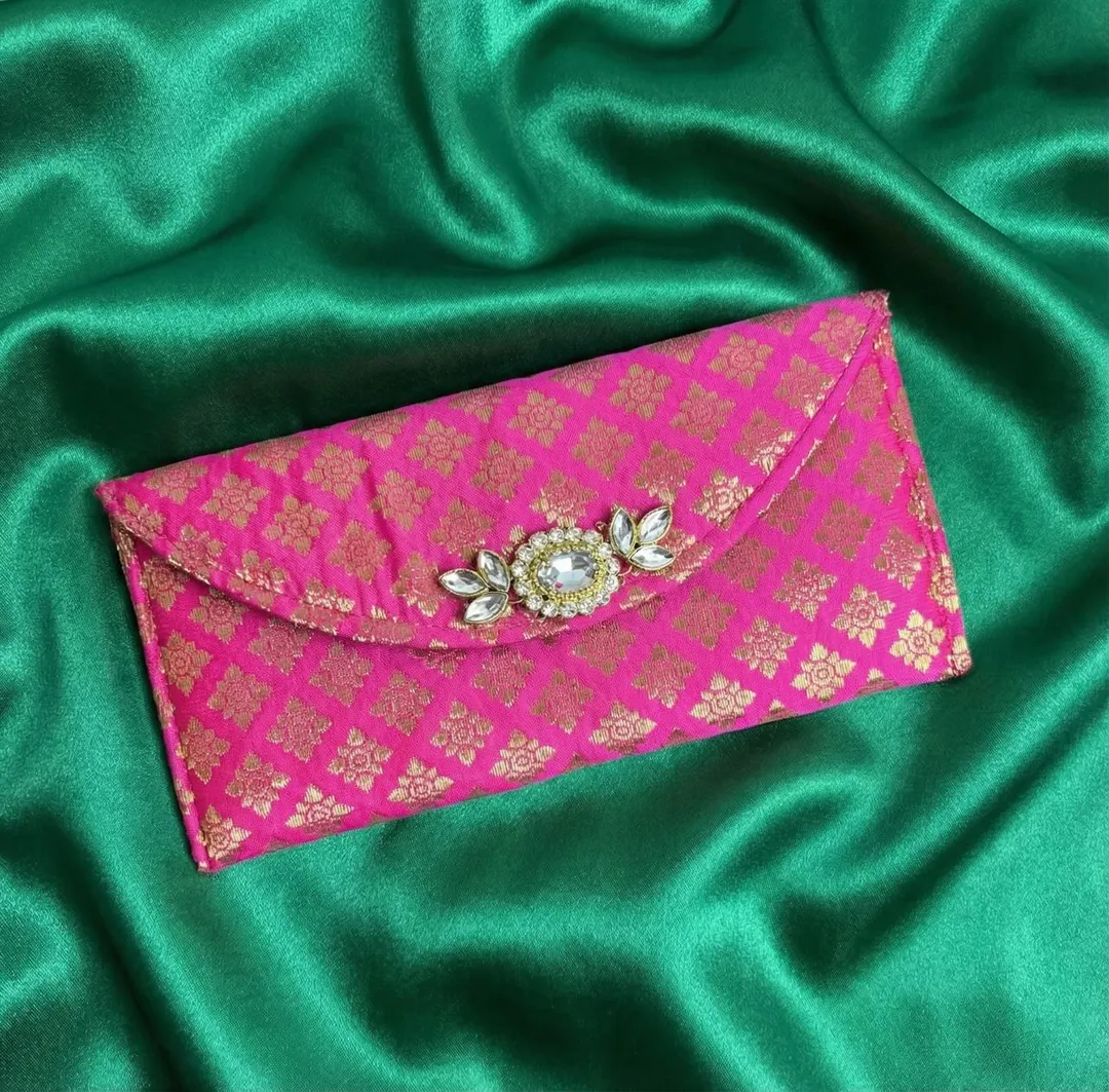 Elegant Pink Brocade Envelope 