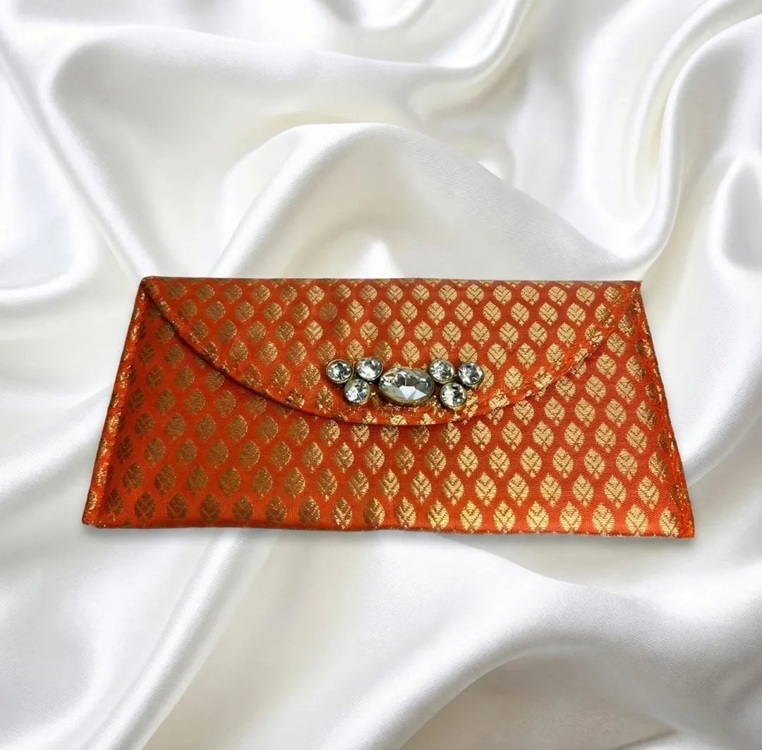 Elegant Orange Brocade Envelope