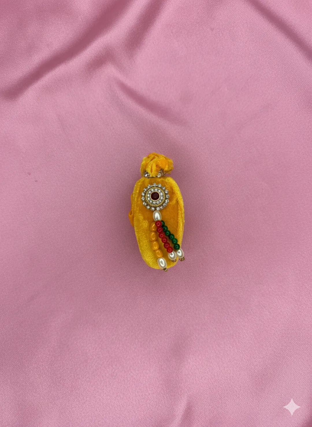 Yellow Velvet Wedding Nariyal