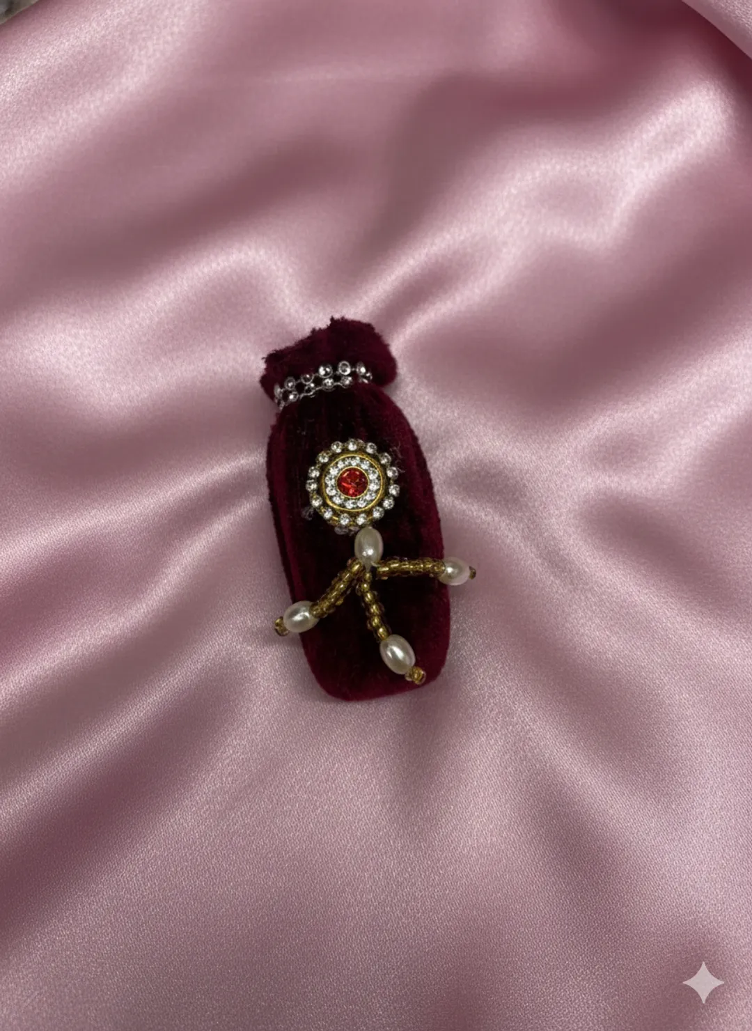 Burgundy Velvet Wedding Nariyal