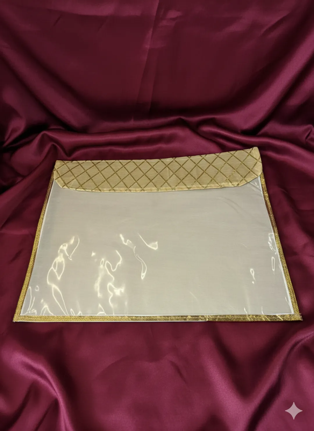 Golden Check Transparent Saree Cover 
