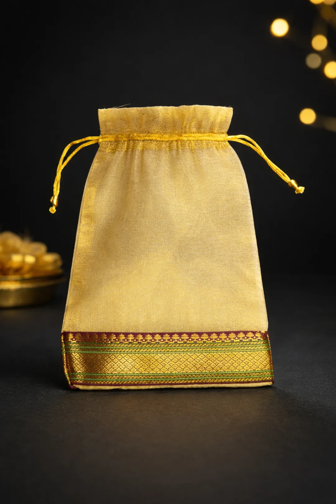 Big Golden Organza Potli Bag