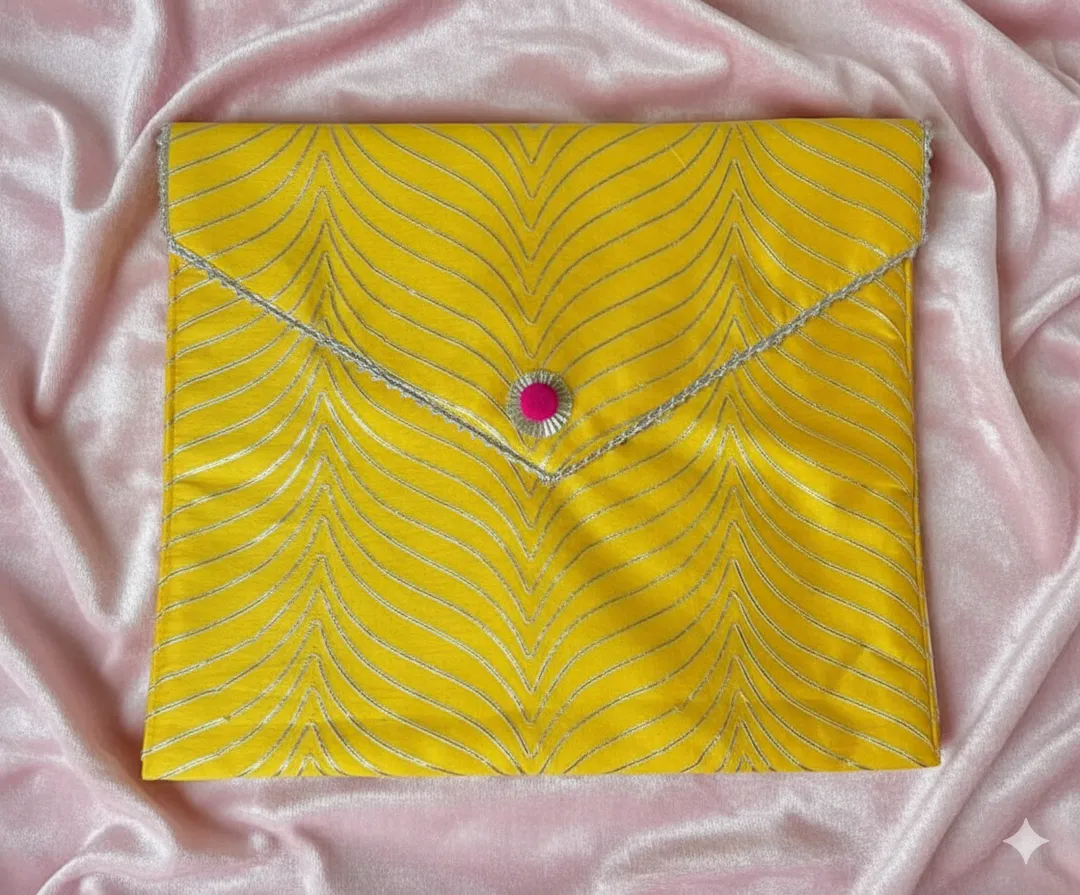 Yellow Saree Cover with Silver Zari Pattern