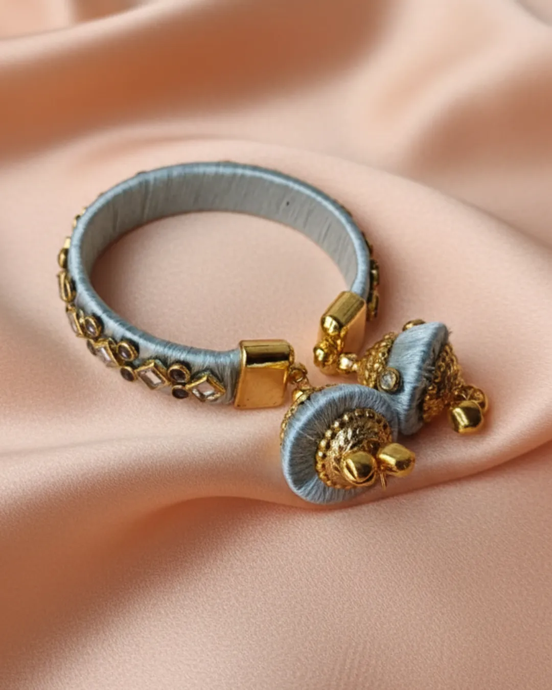 Blue Mirror Thread Work Bracelet