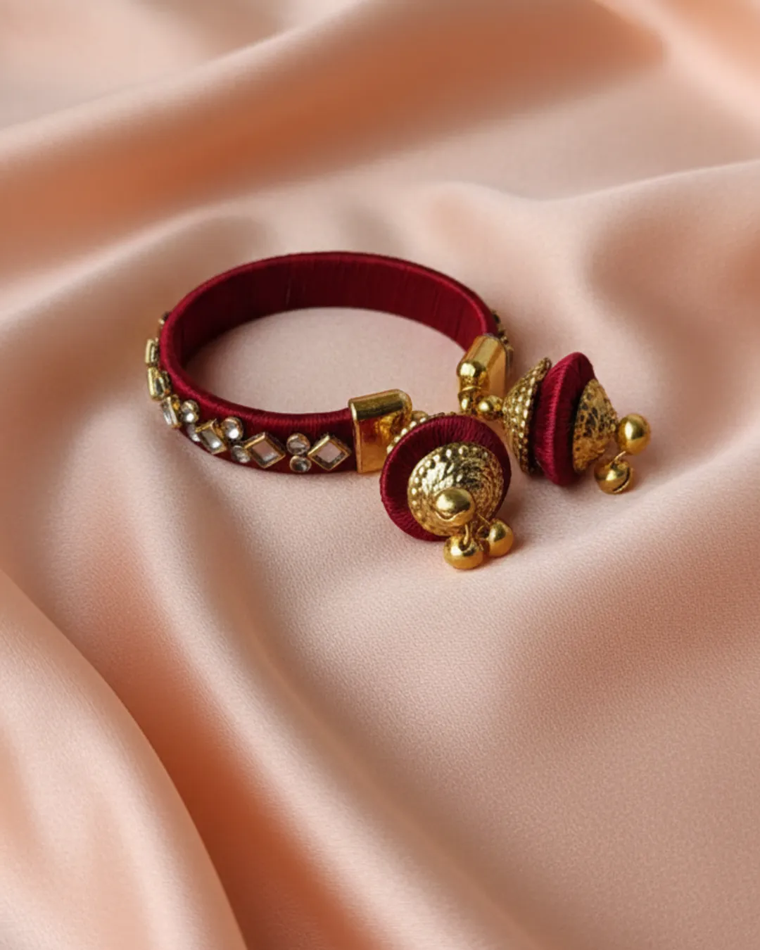 Handcrafted Mirror Thread Work Bracelet