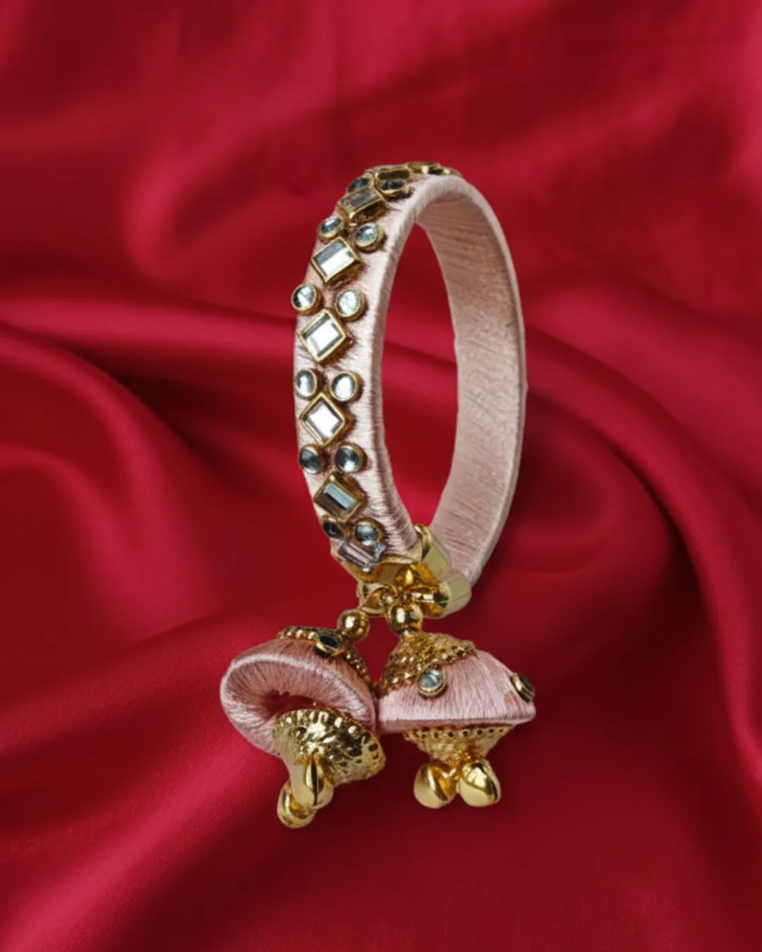 Peach Mirror Thread Work Bracelet