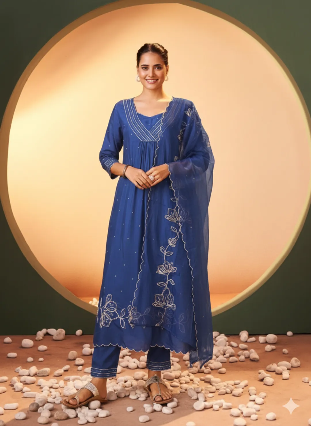 Royal Blue Embroidered Kurta Set