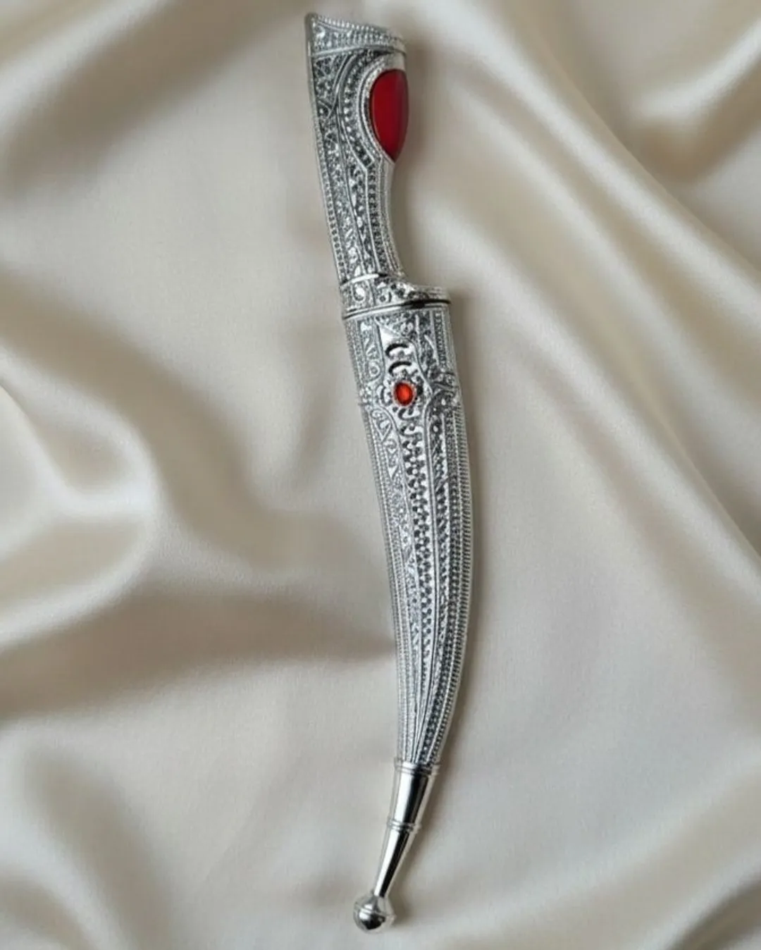Silver Kirpan with Red Stone
