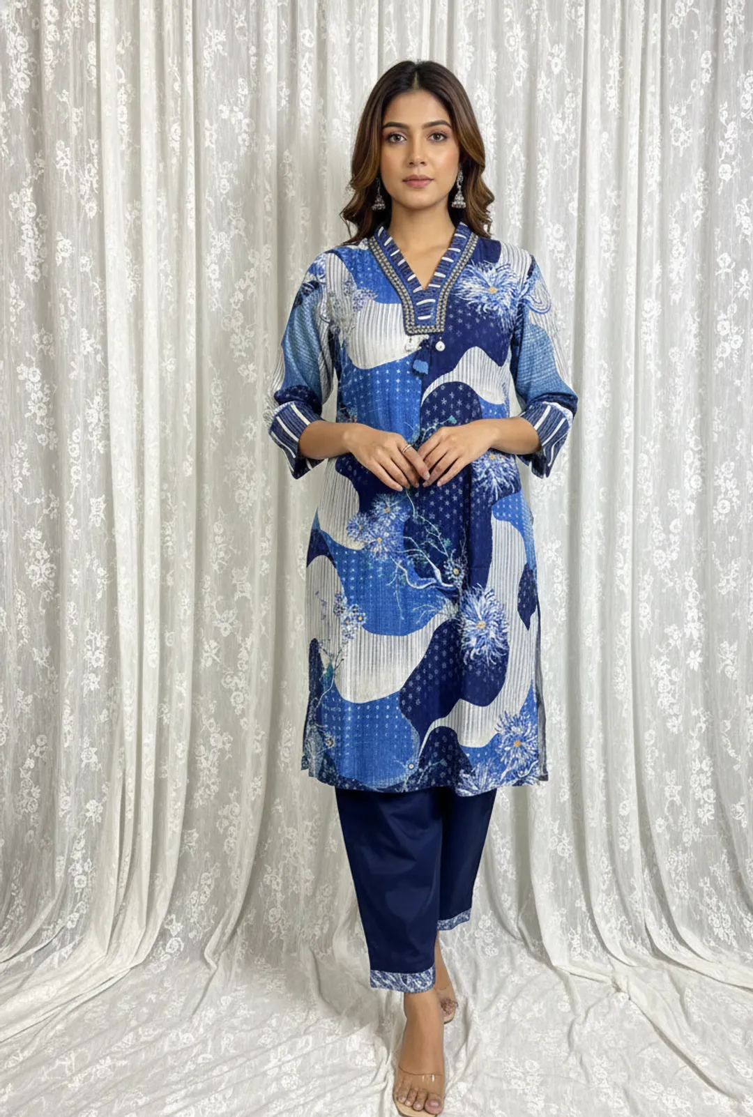 Abstract Print Kurta Set