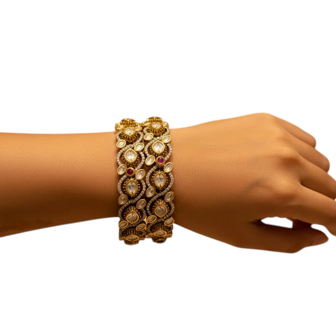 Antique Polki Kundan Bangles