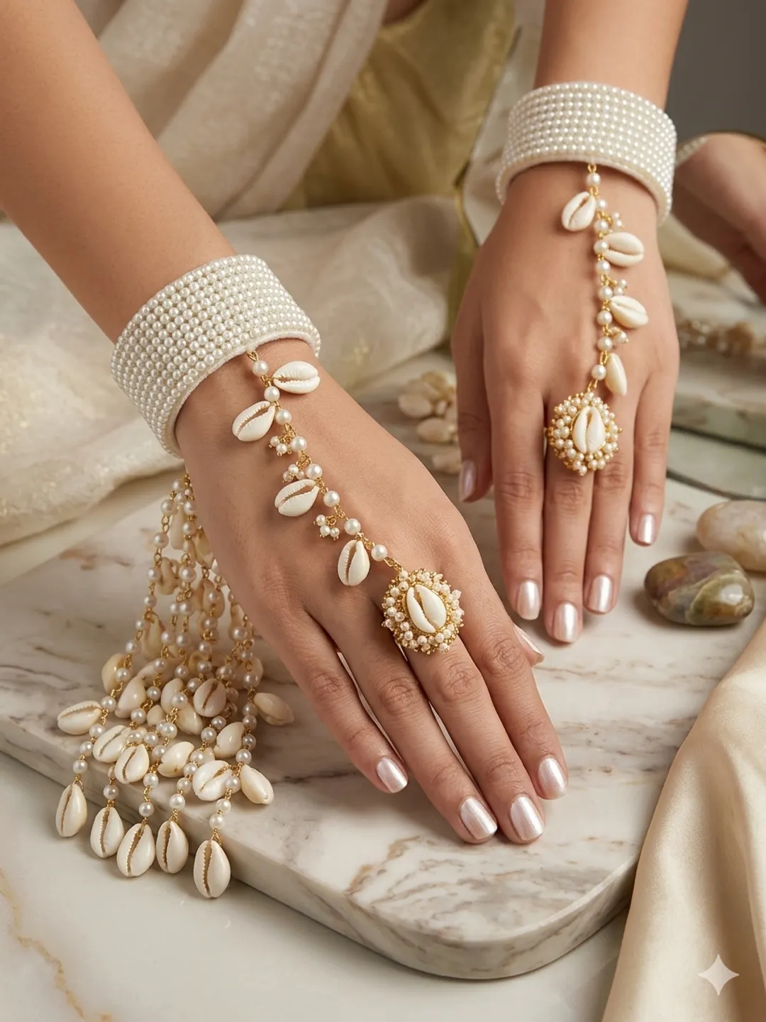Ethereal Pearl Shell Haathphool