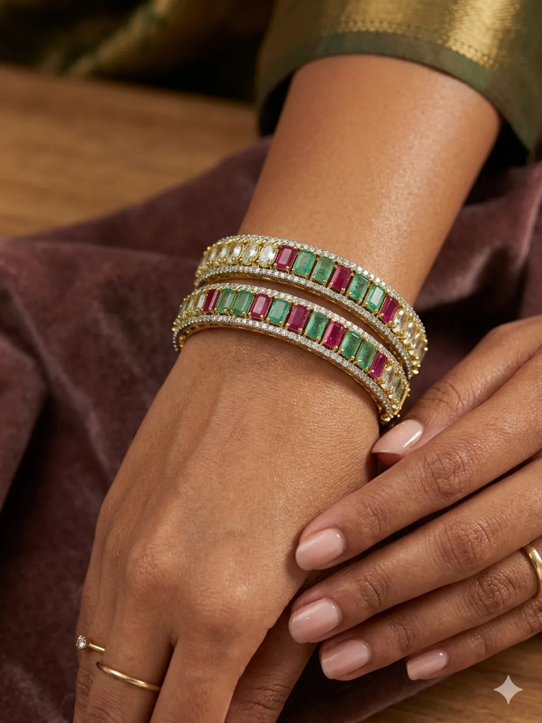 Emerald Ruby Kundan Bangles