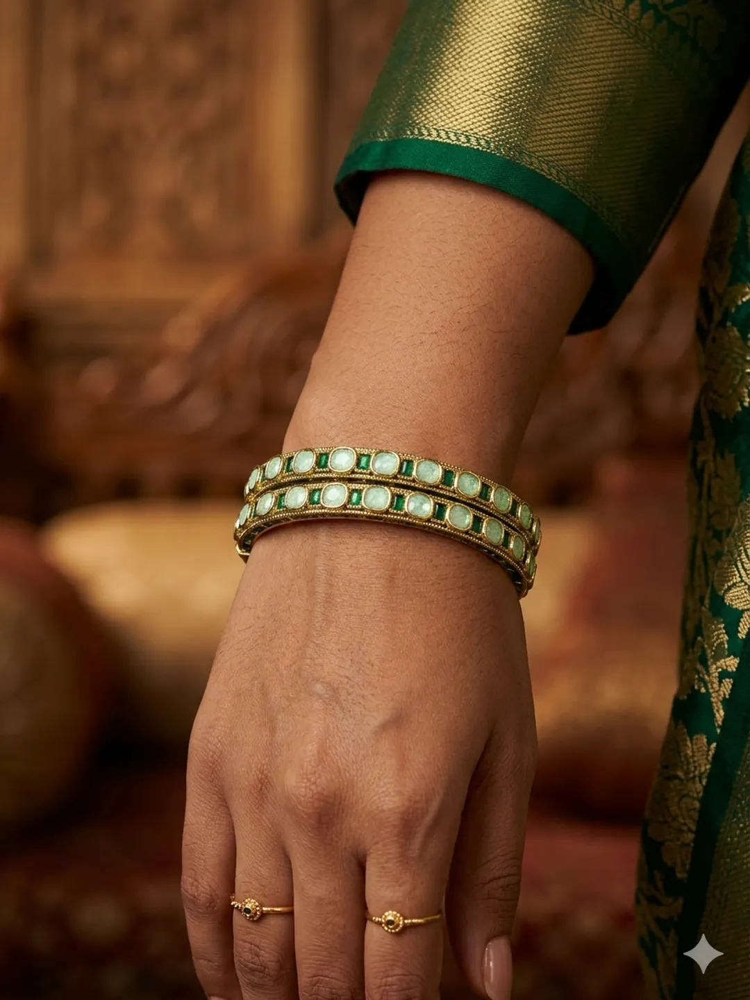 Emerald Polki Classic Bangles