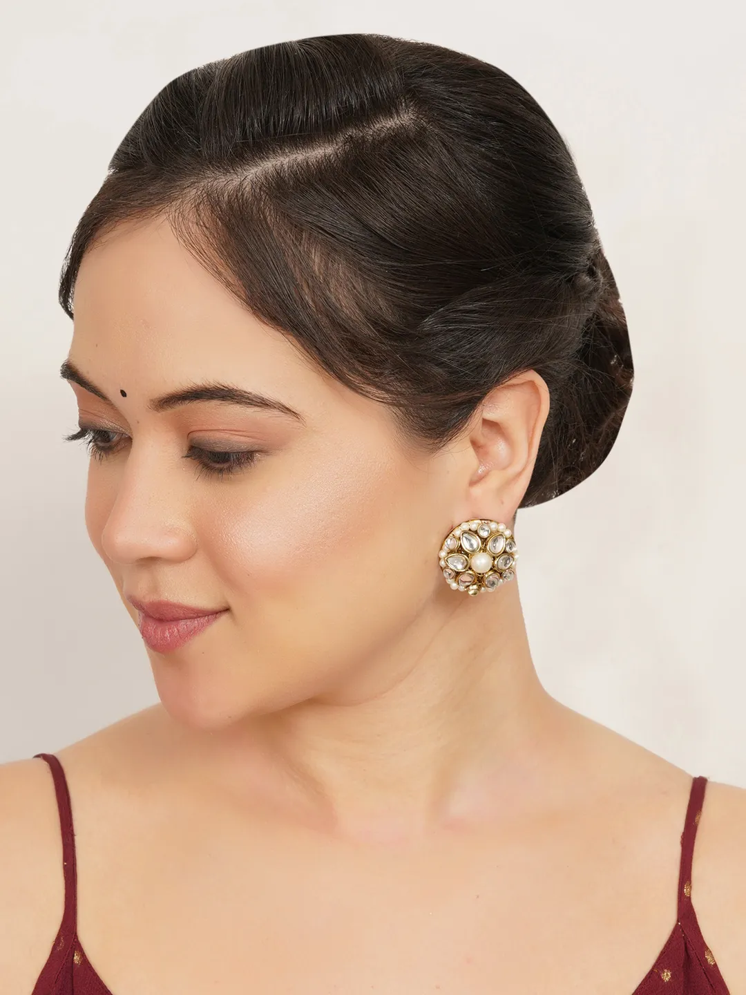 Mini Kundan Flower Stud Earrings