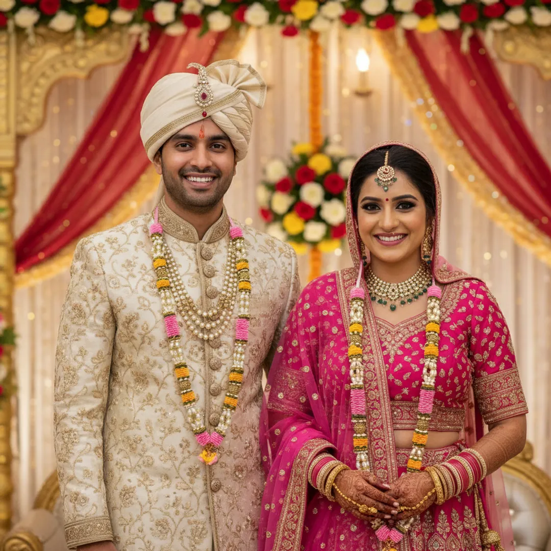 Pink Floral Jaimala (Pair)