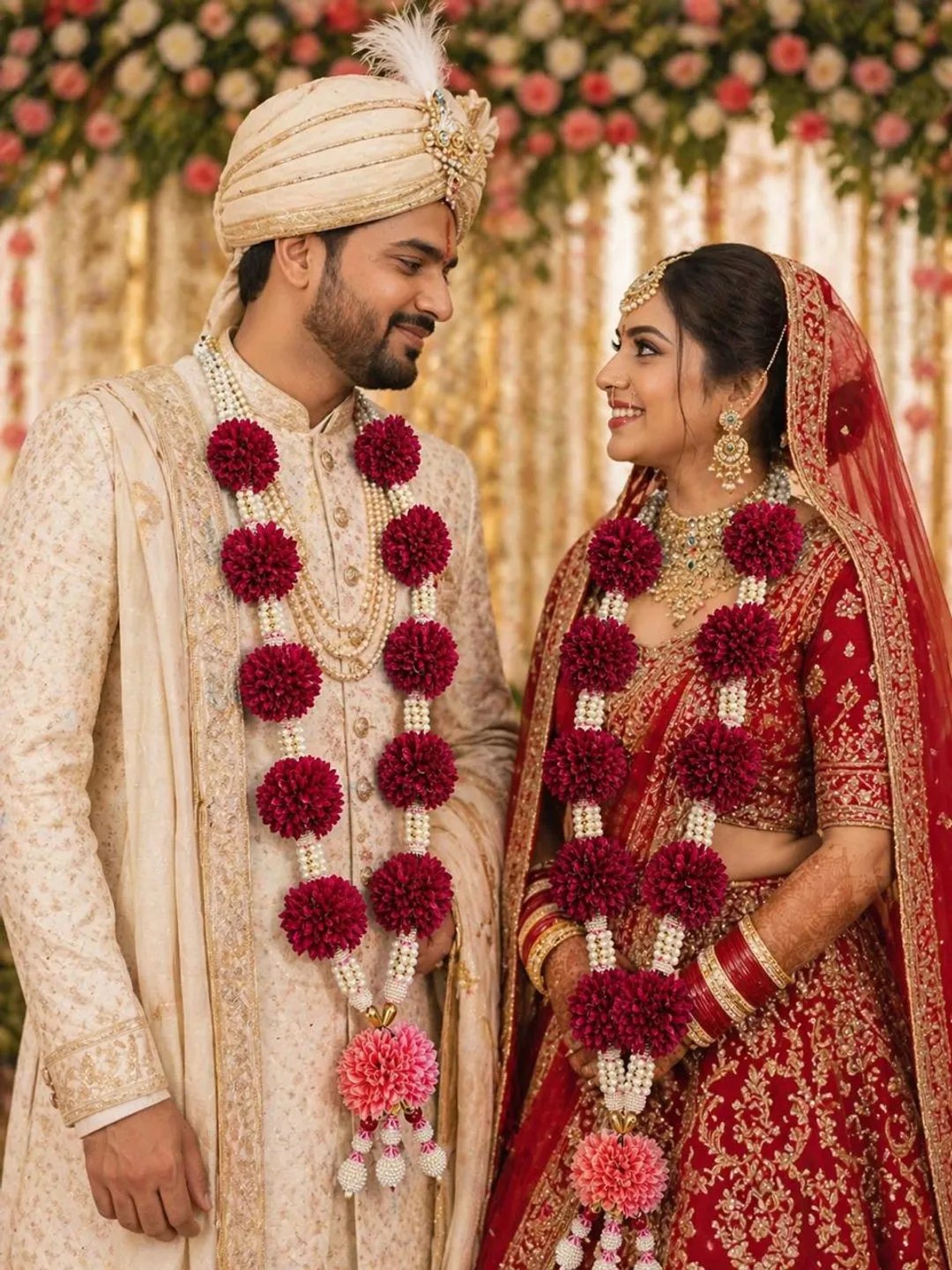Royale Crimson Pearl Jaimala (Pair)
