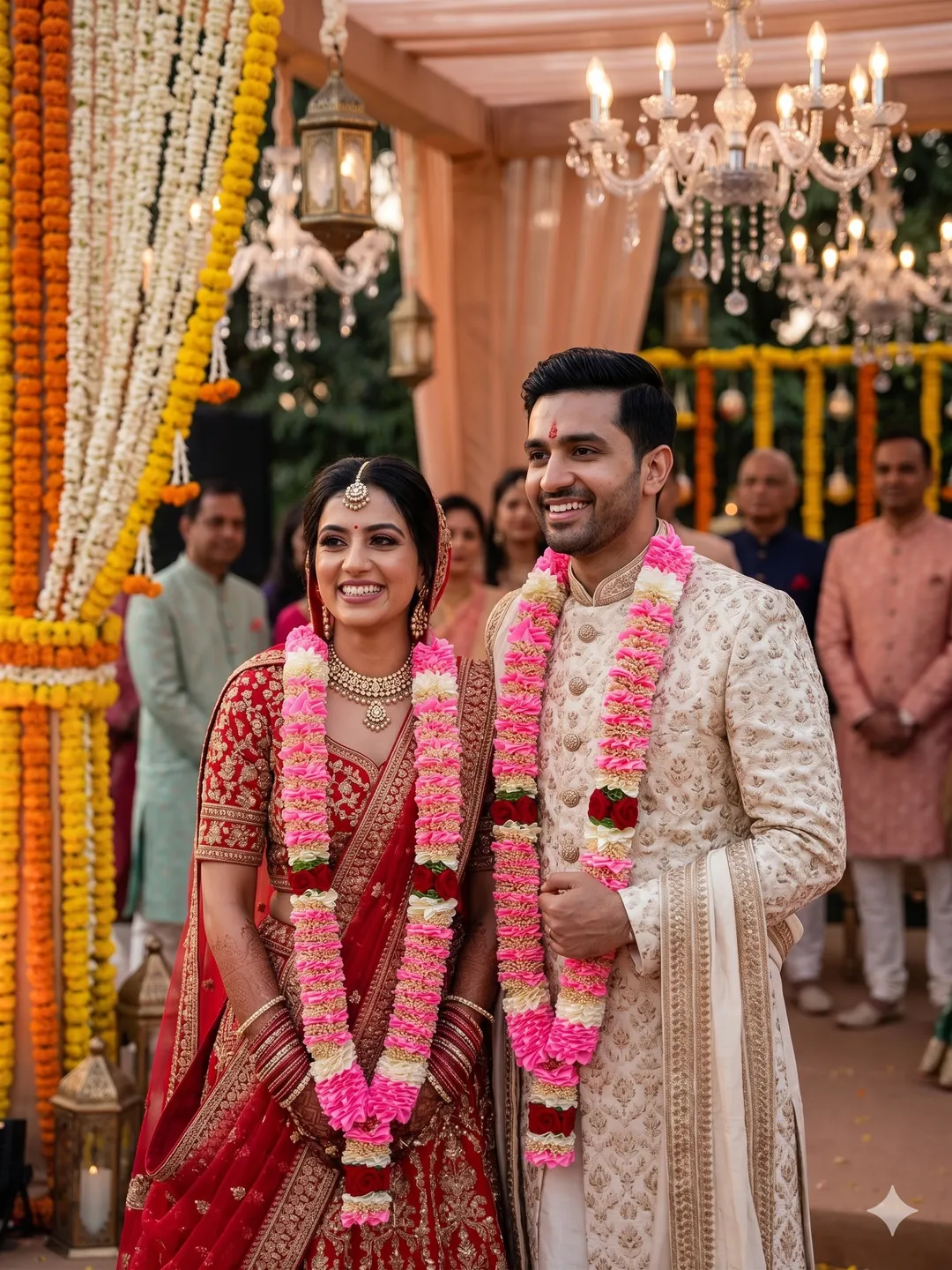 Pink Floral Jaimala (Pair)